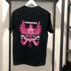 Anti Social Social Club Black Tee with Pink Eagle Graphic